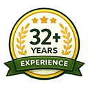 32 years experience badge