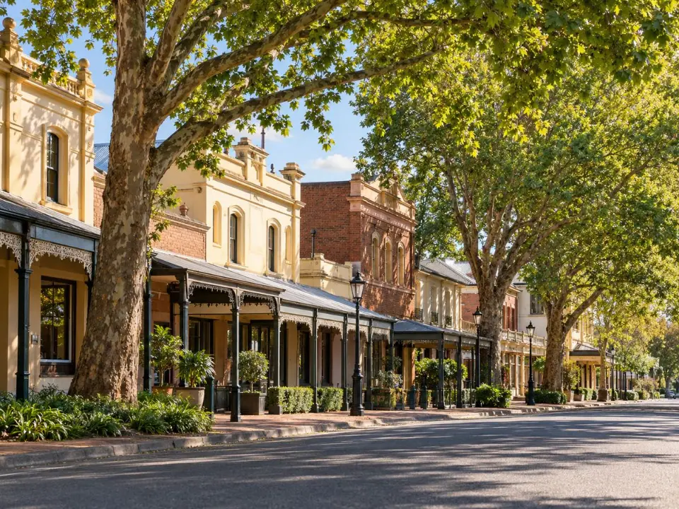 Mature street trees in Camden's historic town centre