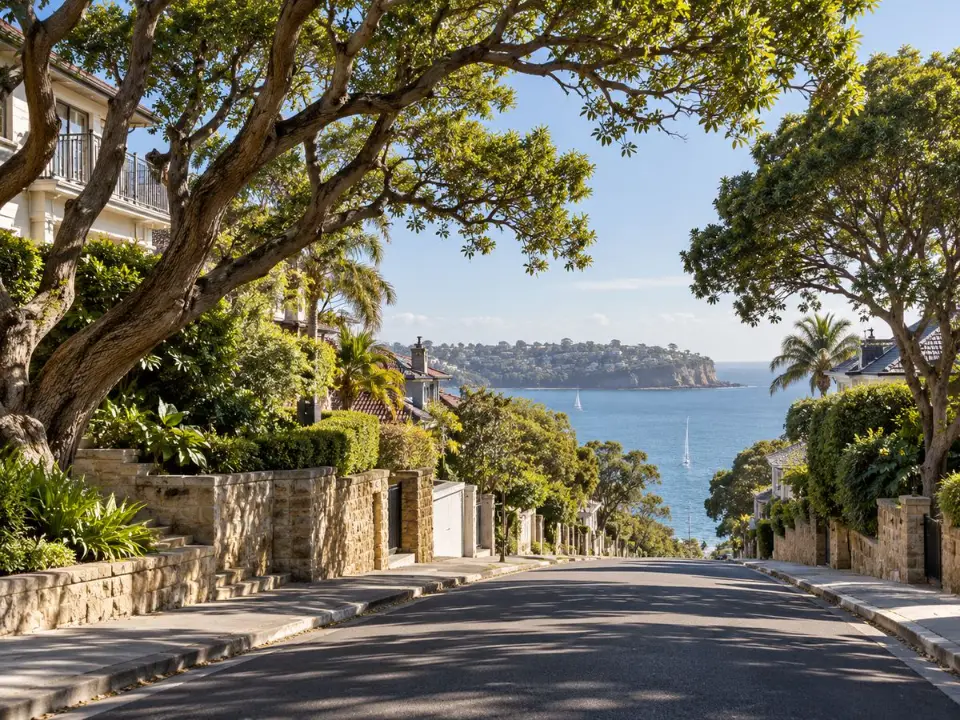 Mature trees along a coastal residential street in Eastern Sydney