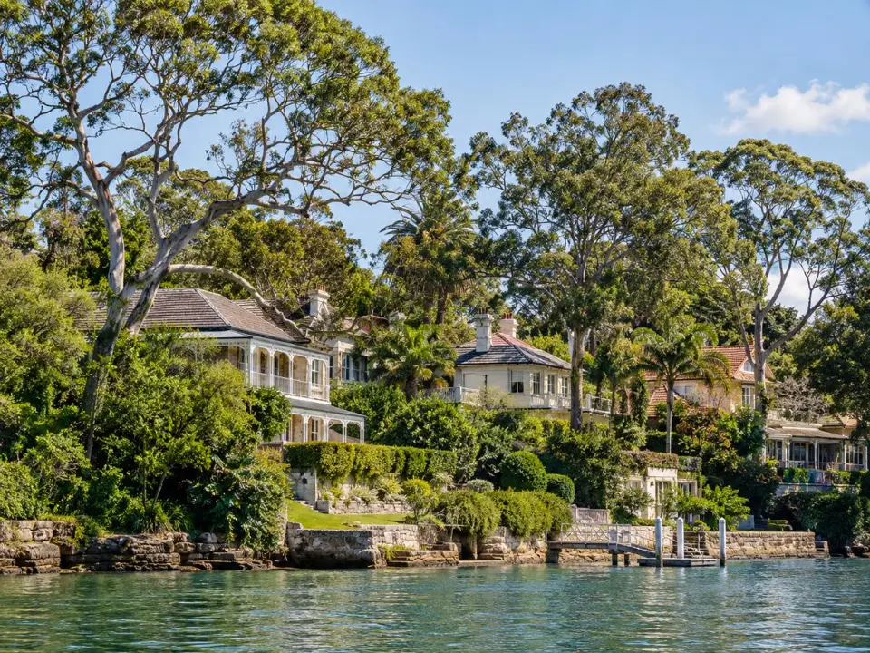 Mature canopy trees around heritage homes on the Hunters Hill foreshore