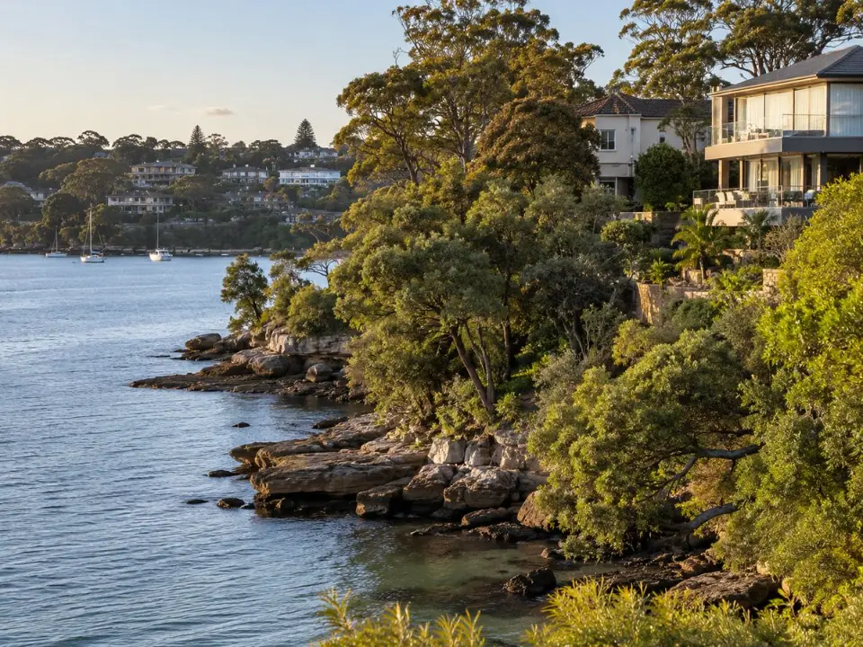 Homes beside foreshore bushland in South Sydney