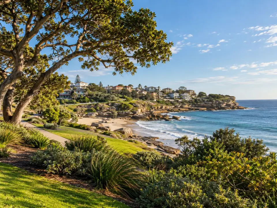 Established trees and coastal reserve at Bronte in Waverley
